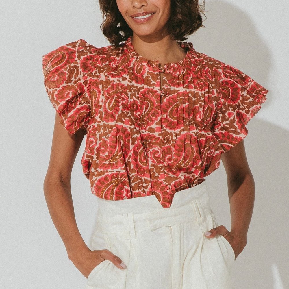 Cleobella Red and Brown Blouse